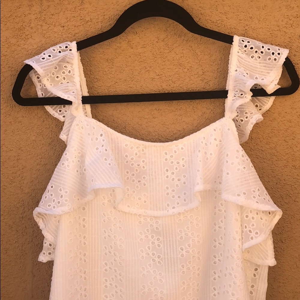J.O.A. White Ruffled Eyelet Top - Picture 3 of 5